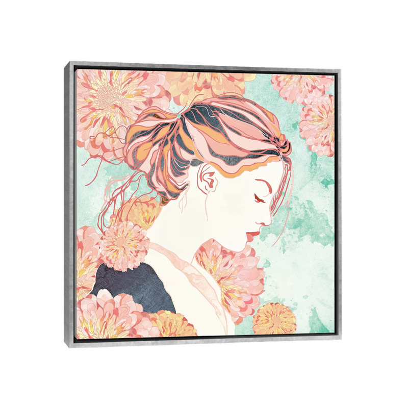 «Daydream» - impression d'art graphique, Toile avec cadre argenté, Aucun mat, H 37 po x l 37 po x P 1,5 po