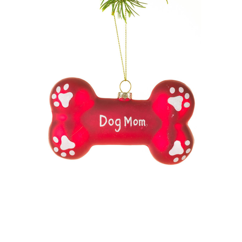 Ensemble de 2 ornements suspendus en verre mat "Dog Dad", Rouge