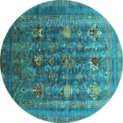 Tapis oriental en laine / polyester tissé à la machine en bleu