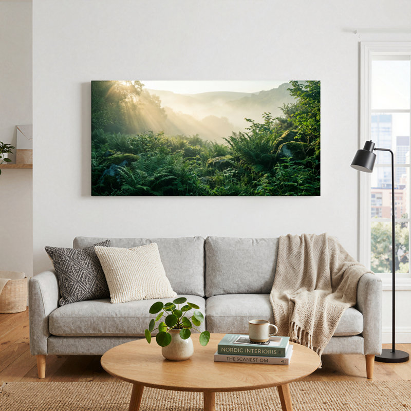 Ensemble de 1 tableau sur toile « Brume forestière », 48“W x 24”H, Wrapped Canvas