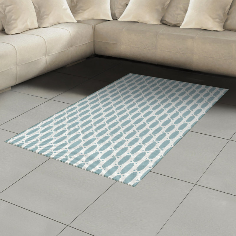 Blue High Density Long Fiber Poly Threads Decorative Area Rug Carpet, Rectangle 4' x 5'8"