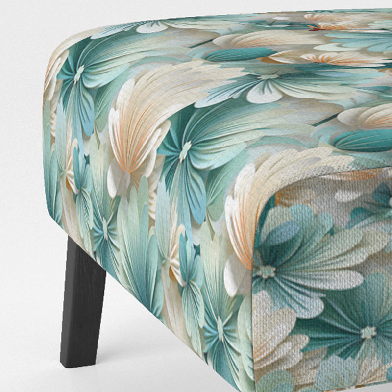Fauteuil de chambre blanc et vert Coastal Escape I rembourré