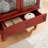 Lighted Glass Display Cabinet Glass Wine Cabinet Curio Display Cabinet With Adjustable Glass Shelves Two Doors And One Drawer Bulb Included For Home Decor And Storage-CHERRY-1153595716