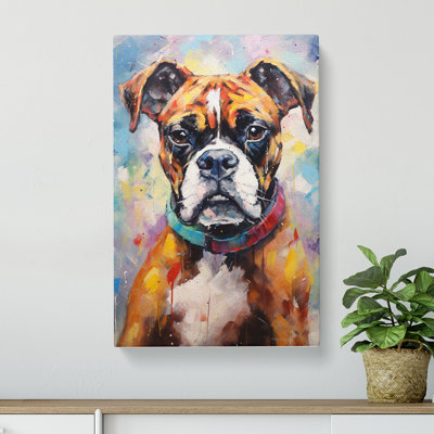 Boxer Dog Action No.2 - Wrapped Canvas