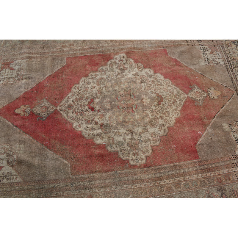 Tapis turc Oushak fait à la main en brun pour les grands espaces de salon et de salle à manger