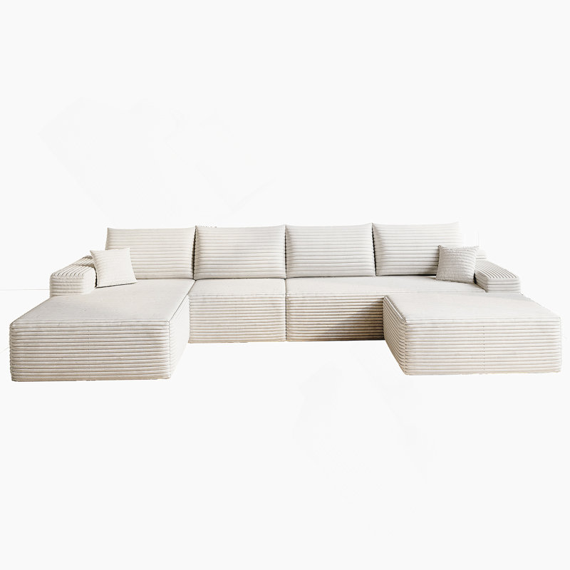 Canapé modulaire de 135 pouces avec repose-pieds Cloud, canapé rembourré minimaliste moderne, canapé en U confortable pour le salon, aucun assemblage requis