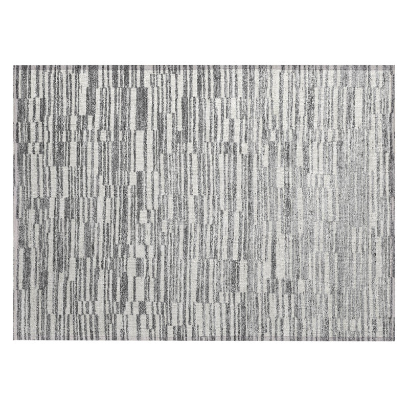 Machine Washable Indoor/Outdoor Chantille ACN2907 Striped Rug, 1'8" x 2'6", Graphite
