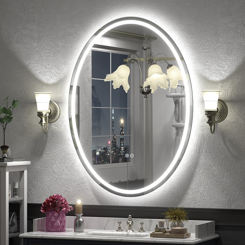 Miroir ovale en verre trempé anti-buée Aevar, 40 po x 30 po