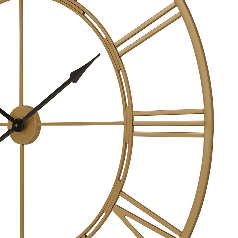Oversized Roman Round Wall Clock, 43.5 Diameter, Gold