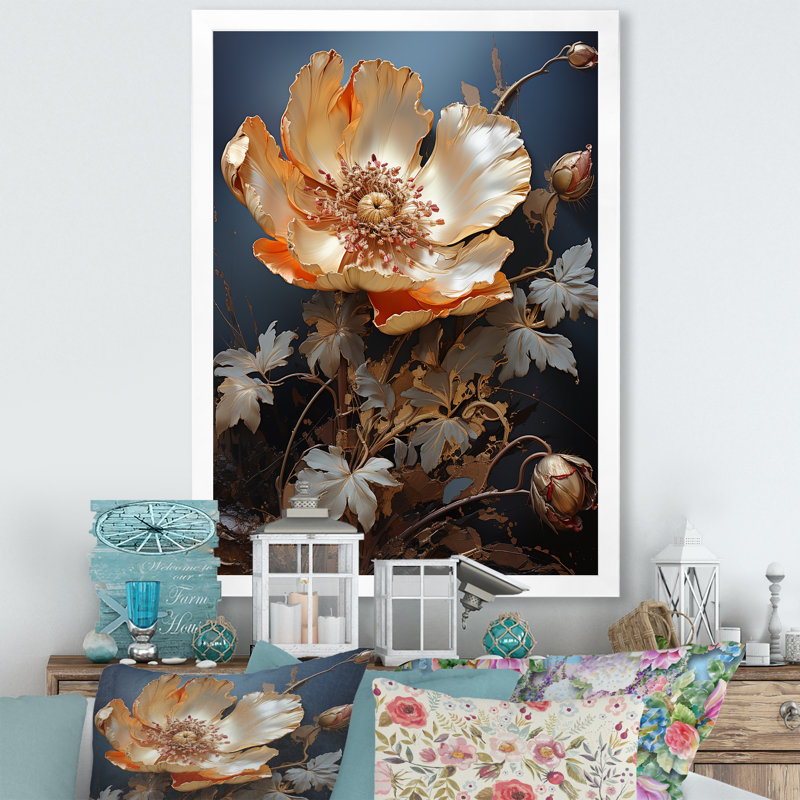 «Gopped Poppy Fields» - art mural coquelicots, Cadre flottant noir, H 32 po x l 24 po x P 1 po
