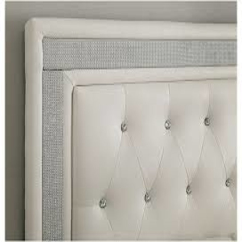 Lit plateforme rembourré en similicuir Chapman, Simple, Blanc