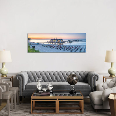 Sunset At The Dune Beach, North Sea Coast, Germany 1 Piece Wrapped Canvas Panoramic Wall Art