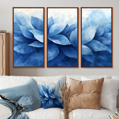 Bleu et brun, délicates pétales de fleurs - ensemble de 3 herbes