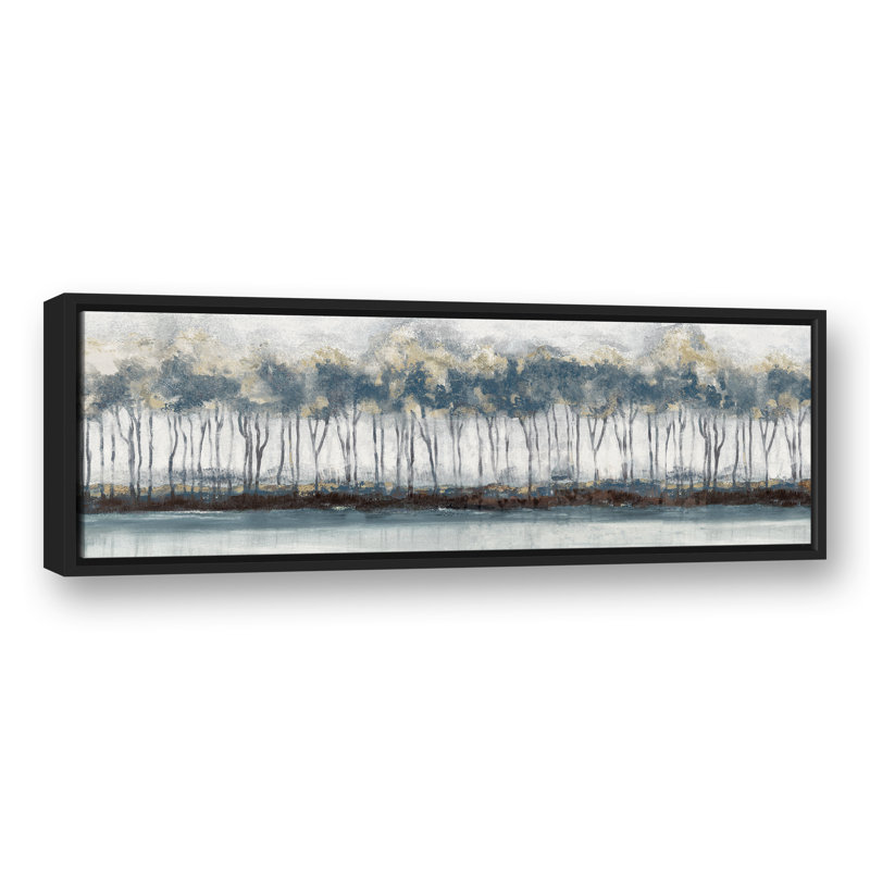 Paysage de bouleau sur toile, H 13,75 po x l 37,75 po x P 1,75 po, Cadre flottant