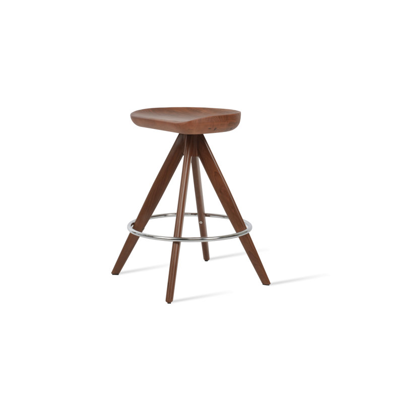 Cattelan Pyramid MW Bar Stool, Bar Stool (29” Seat Height), Brown