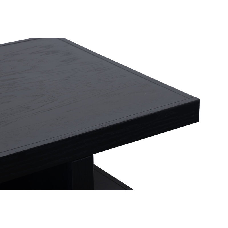 Table basse de 49 po Canyon, finition clou de girofle, fabriquée en chêne massif et placages, tablette incluse, aucun assemblage requis