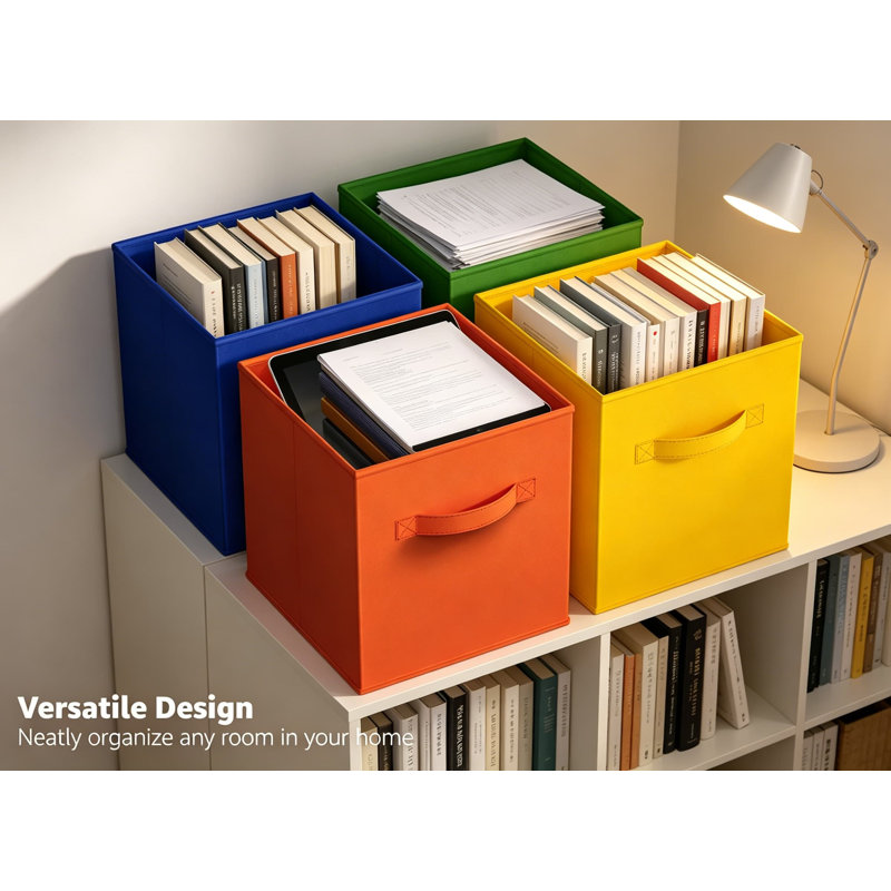 Ensemble de 6 cubes de rangement en tissu de 13 pouces, bacs pliables robustes avec poignées, paniers pliables pour organiser les vêtements, jouets, livres, tablettes, placards, chambre d'enfant, arc-en-ciel