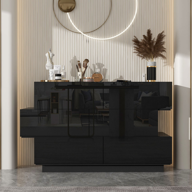 Kevonda 50.8'' W 6 - Drawer Dresser, Black
