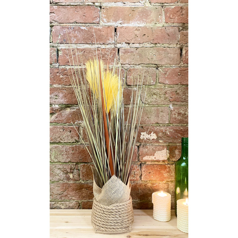 67cm Faux Pampas Grass Grass in Wood Pot