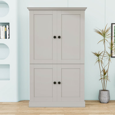 Freestanding Kitchen Pantry Cabinet with 4 Doors, 3 Drawers and 6 Door Shelves