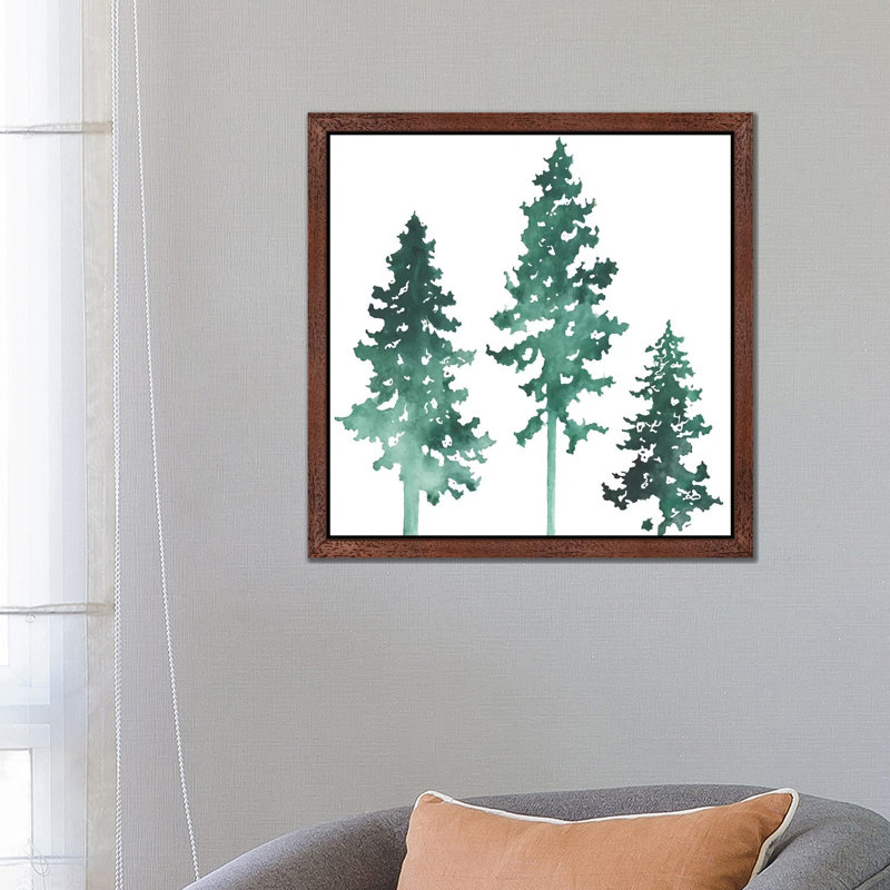 Ponderosas One - Floater Frame Painting on Canvas, 45.72 cm H x 45.72 cm W, Brown Framed