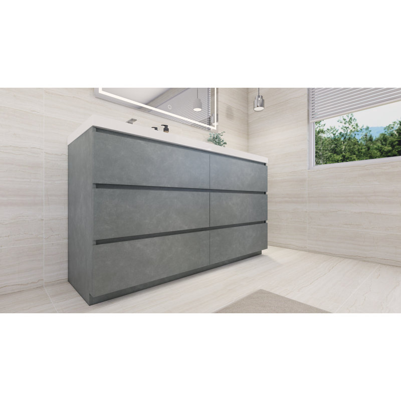 Ensemble de meuble-lavabo simple 60 po Hardy, Gris ciment