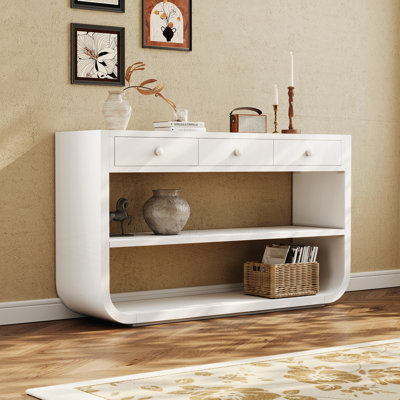 Modern Farmhouse Console Table with Drawers and Shelf