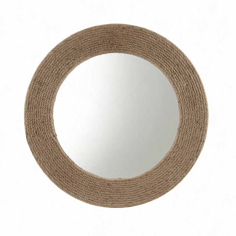 Jute Rope Round Wall Mirror 26"
