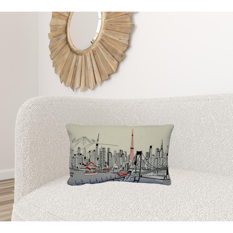 Coussin décoratif londonien, Crème, 14 po x 24 po,