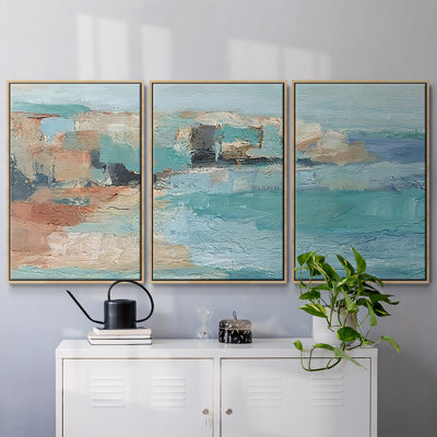 " Turquoise Cliff Wall I " 3 - Pieces