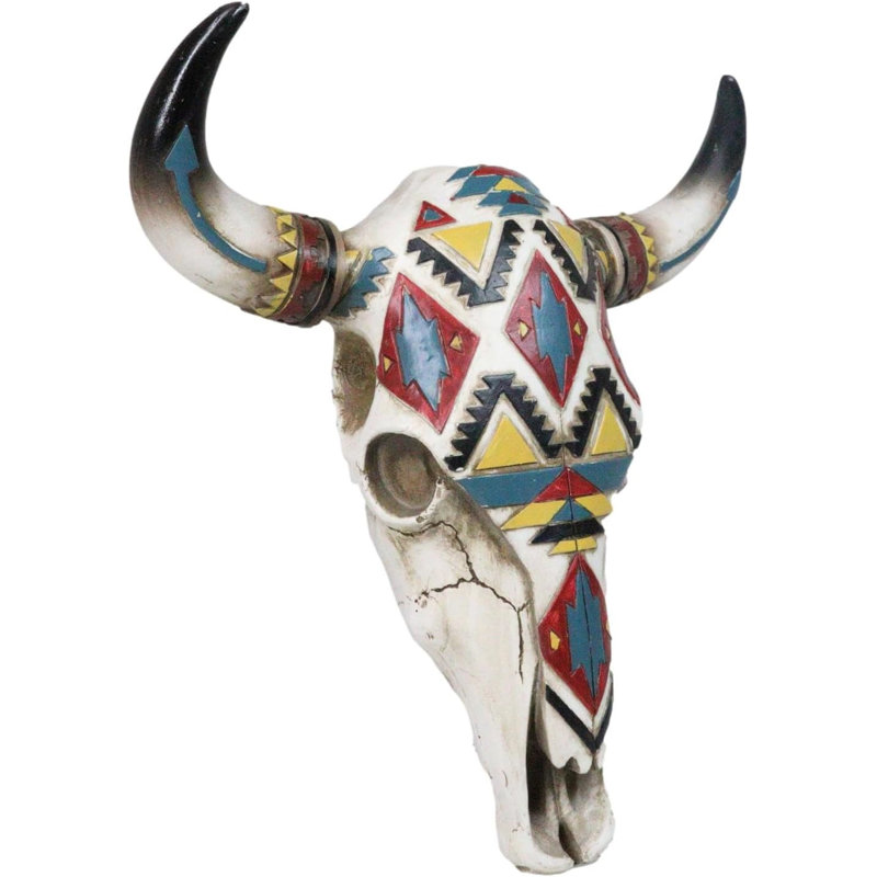 Décoration murale rustique de crâne de vache tribal aztèque