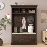 71'' Height 3-In-1 Hall Tree With 3 Hooks , Coat Hanger And Storage Bench For Hallway, Entryway, Living Room