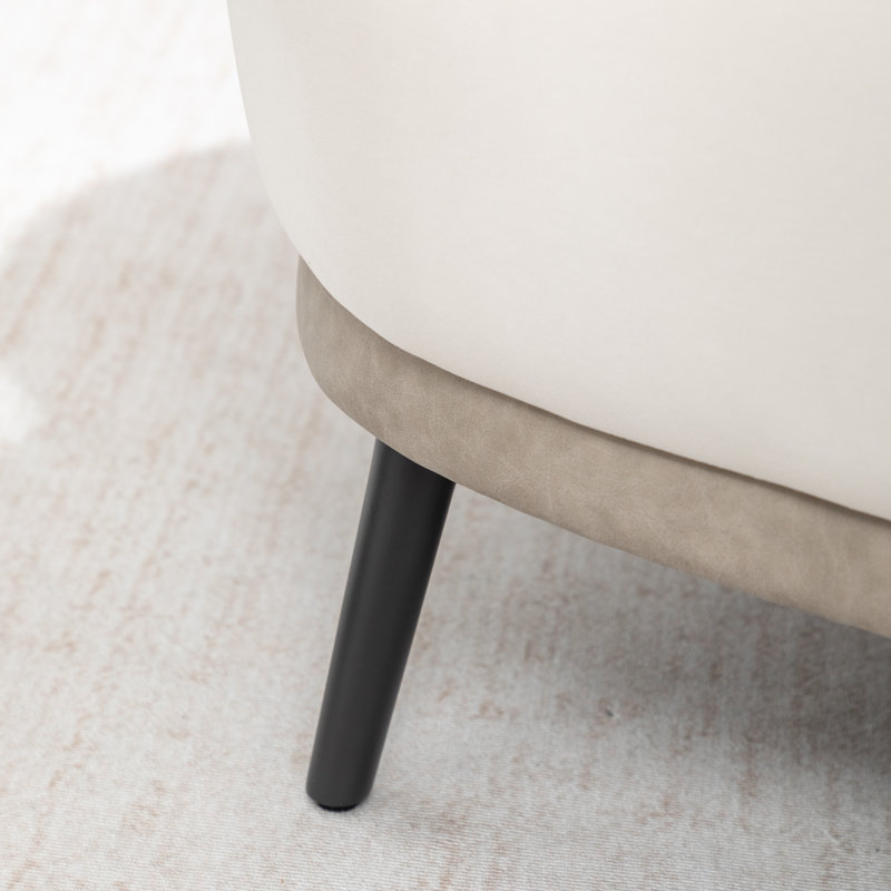 Causeuse en velours avec pieds noirs Stith, White/Dark Apricot