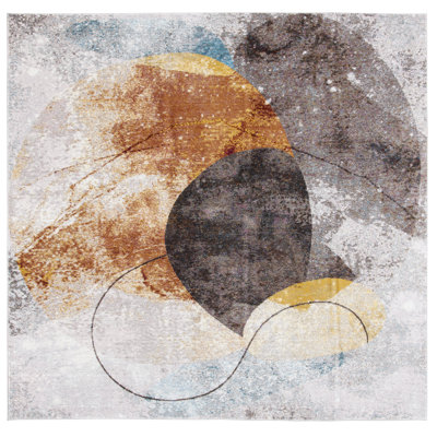 Papillon Abstract Gray/Brown/Teal Area Rug