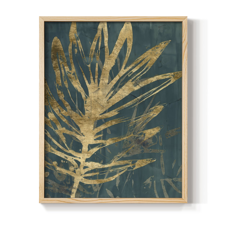 Burnished Jungle Leaves I Framed Print - Solid Wood, Natural, 21" H x 17" W