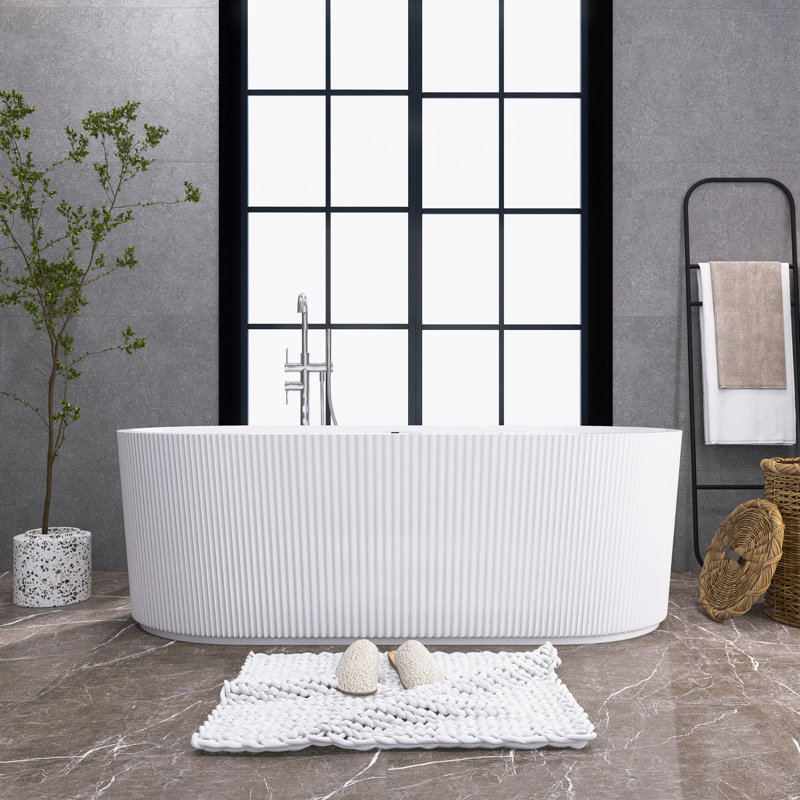 Baignoire de trempage autoportante en acrylique 67 po. X 31,5 po., Blanc