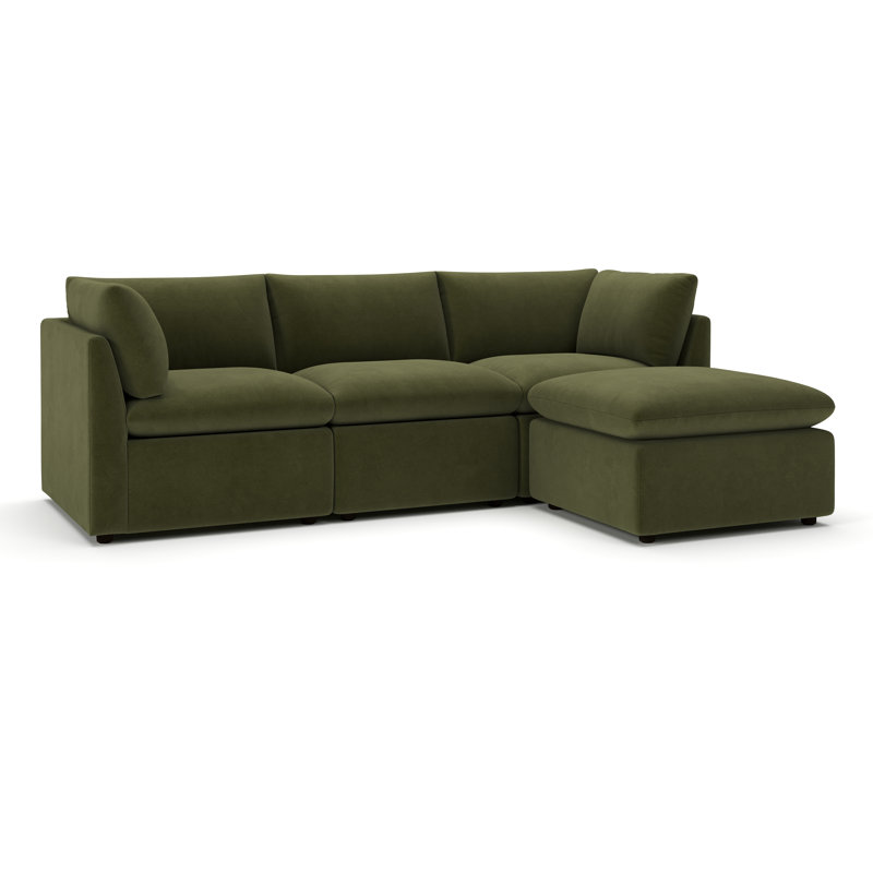 Canapé modulaire 4 pièces Kallie, Velours Bella Forest