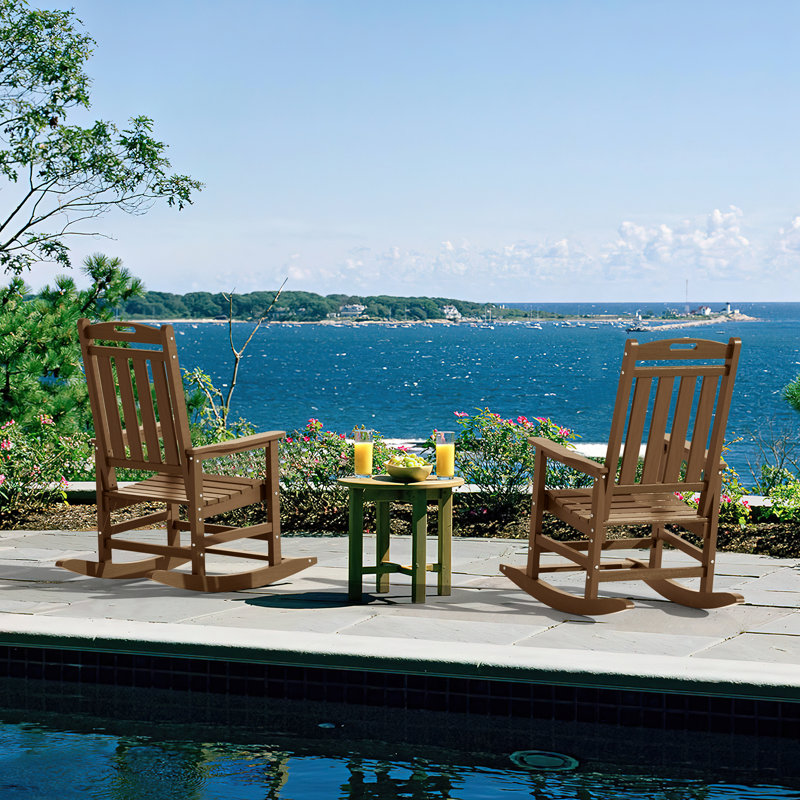 Chaises berçantes d'extérieur en PEHD pour patio, Brun