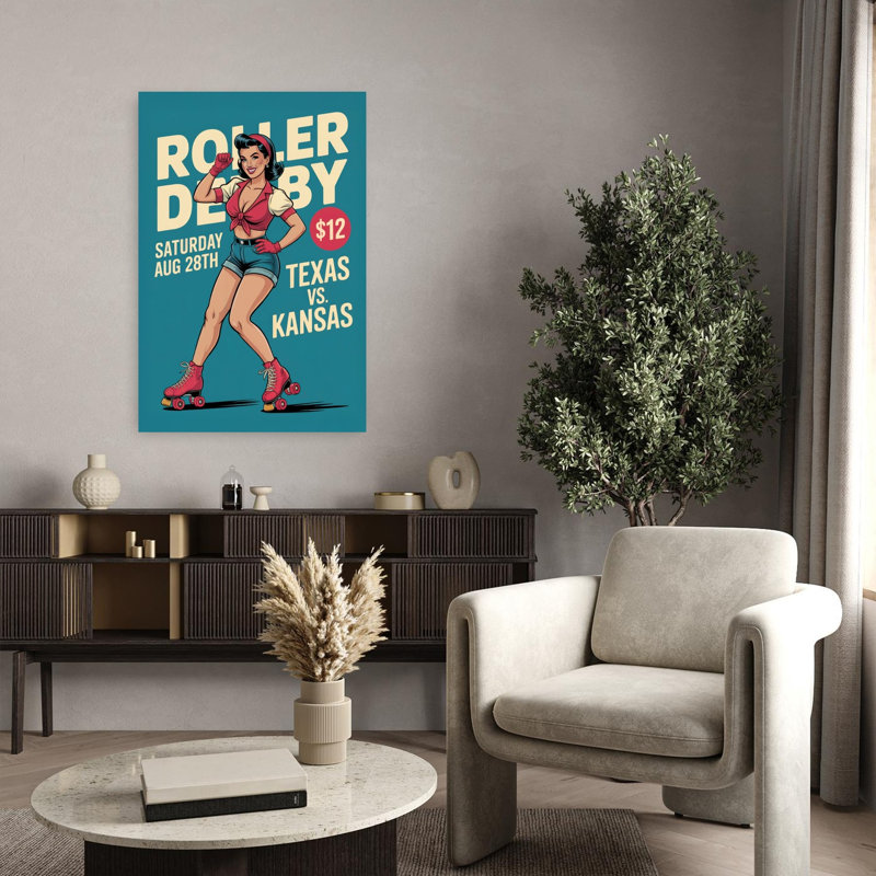 Pinup Roller Derby Girl by Andreas Magnusson - Wrapped Canvas Print, 45.72 cm H x 30.48 cm W