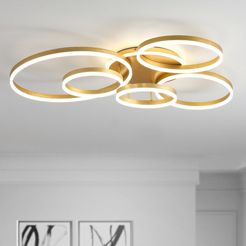 Tarrance 5-Light 45.7" LED 3 Color Temperature Semi Flush Mount Ceiling Light Fixture, 6.29'' H X 45.66'' L