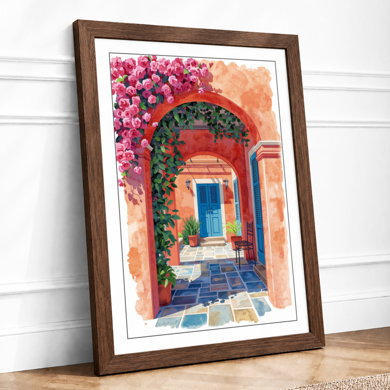 Mediterranean Courtyard Boho - Framed Print, A1 - 84.1 x 59.4 cm, Walnut