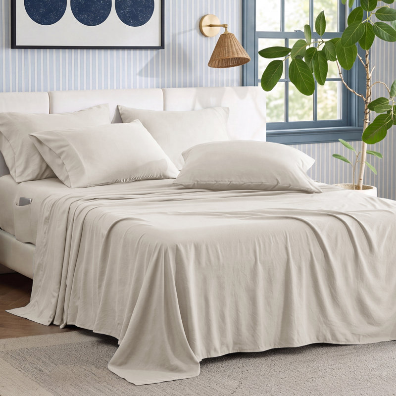 Bedsure Deep Pocket King Sheet Set - 6 Piece, Prewashed Ultra-Soft King Size Sheets Set, Fits Mattresses Up To 18 Inches Thick, Breathable & Secure Fit, Hotel Luxury Bedding, Linen