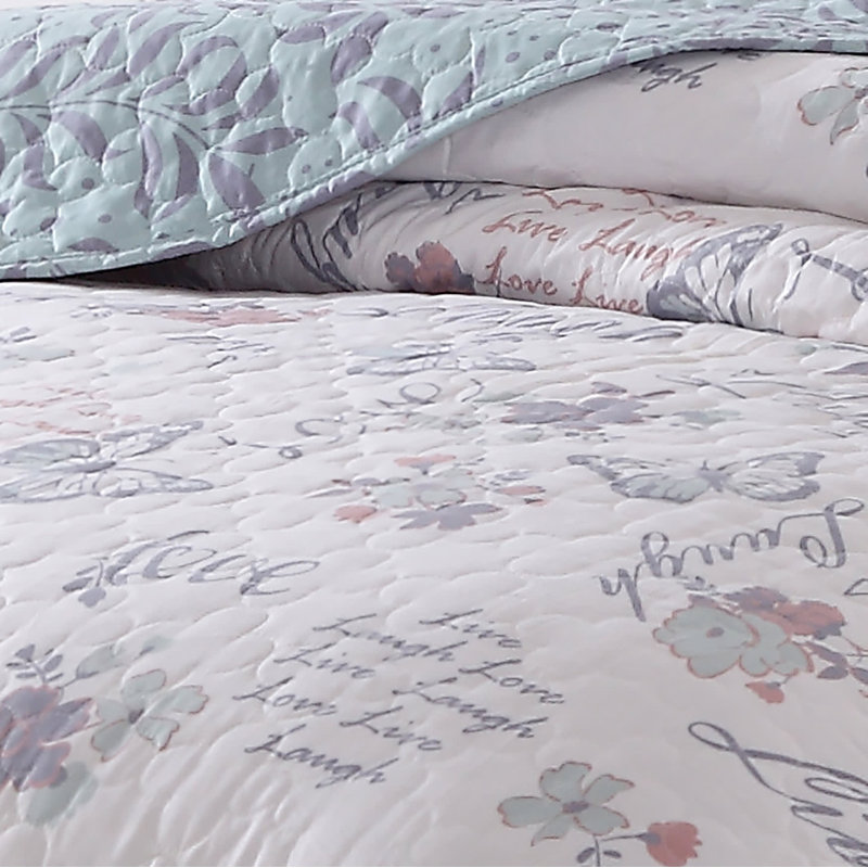 Live Laugh Love Floral Quilt, King