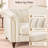 White Upholstered Loveseat with Channel Tufting, Rolled Arms and Nailhead Trim-1970829649