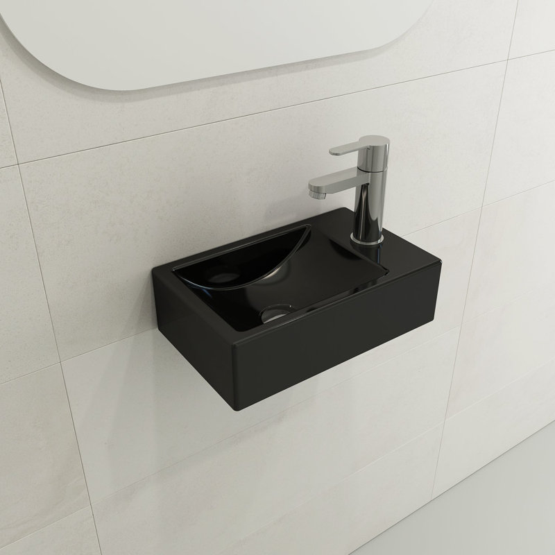 Lavabo de salle de bain rectangulaire double en argile réfractaire BOCCHI Milano, Noir