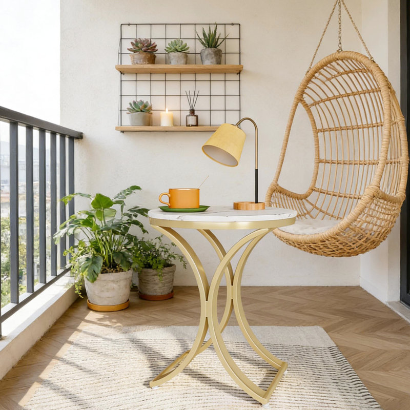 Table d'appoint pour canapé polyvalente, table de bout ronde chic, table basse étroite