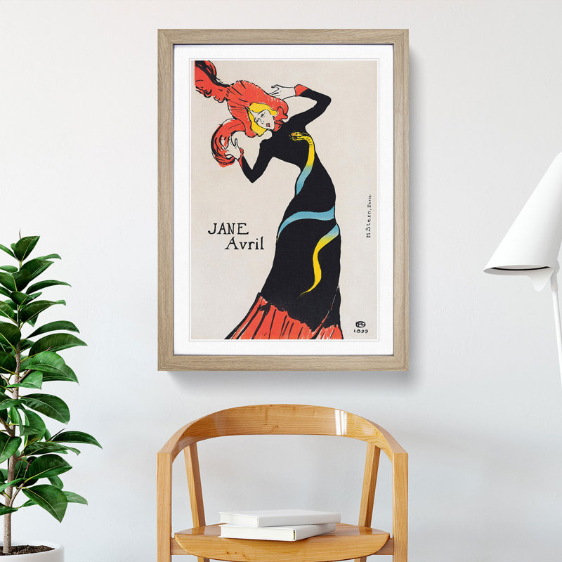 Jane Avril Vol.1 by Henri De Toulouse-Lautrec - Picture Frame Painting, Oak, 90cm H x 65cm W x 2cm D