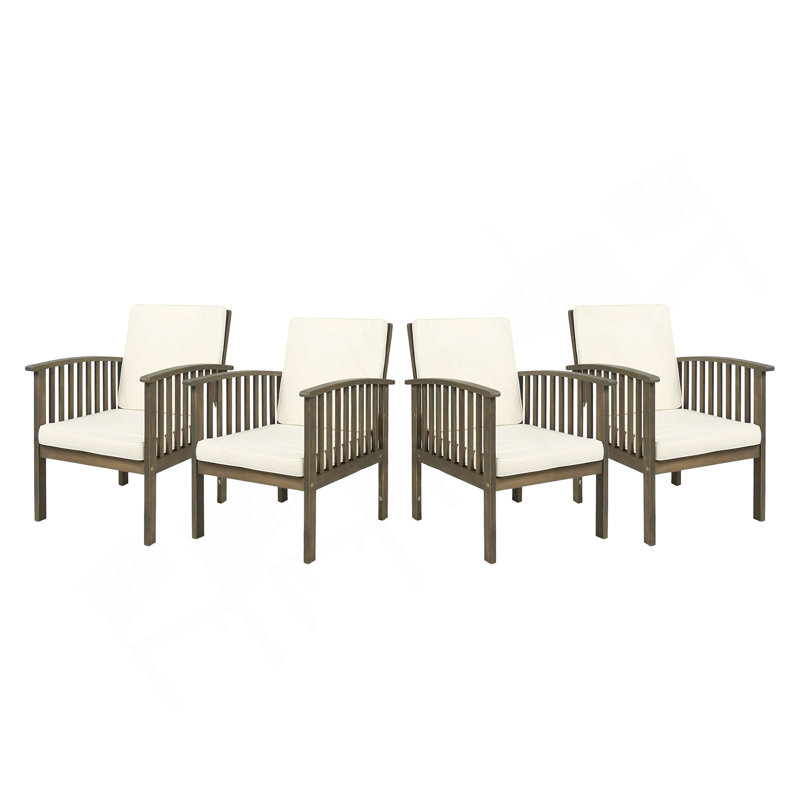 Ensemble de 4 chaises de salle à manger d'extérieur en bois d'acacia pour l'extérieur