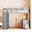 Station de travail et de sommeil moderne en bois massif avec lit mezzanine simple multifonctionnel peu encombrant