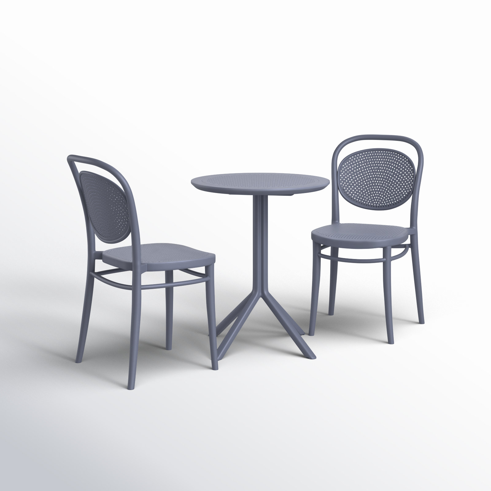 Farrah Round 2 - Person 24" Long Bistro Set, Dark Gray